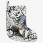 White Rabbit Alice in Wonderland Clocks Kleine Kerstsok (Voorkant)