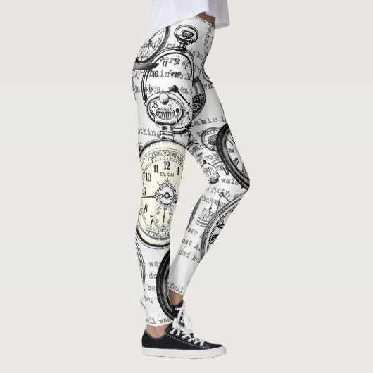 White Rabbit Alice in Wonderland Clocks Leggings (Rechts)