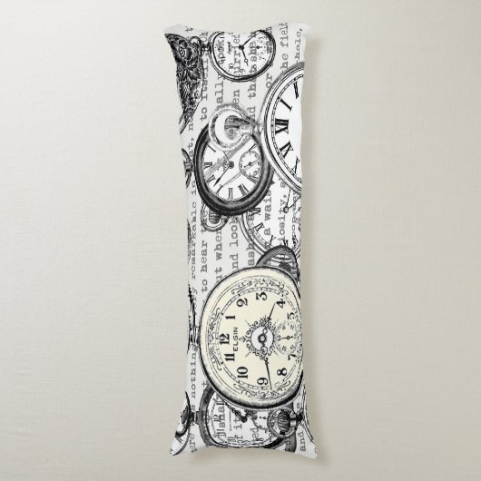 White Rabbit Alice in Wonderland Clocks Lichaamskussen (Voorkant Verticaal)