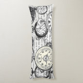 White Rabbit Alice in Wonderland Clocks Lichaamskussen (Achterkant (Verticaal))
