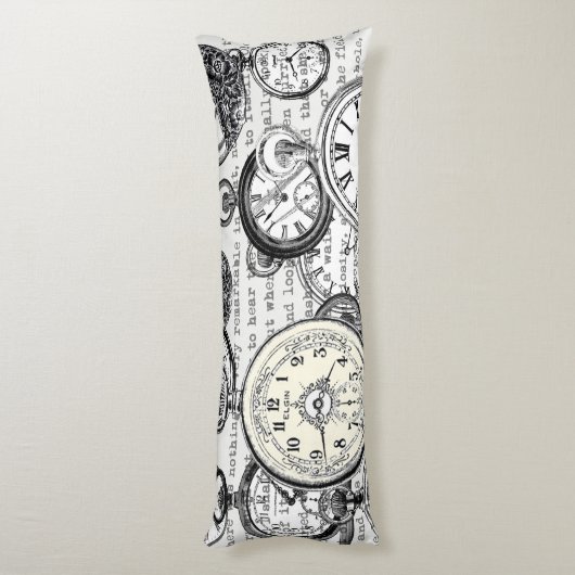 White Rabbit Alice in Wonderland Clocks Lichaamskussen (Achterkant (Verticaal))