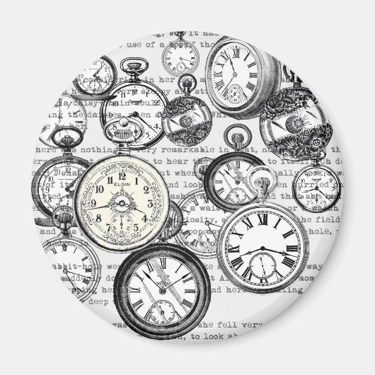 White Rabbit Alice in Wonderland Clocks Magneet (Voorkant)