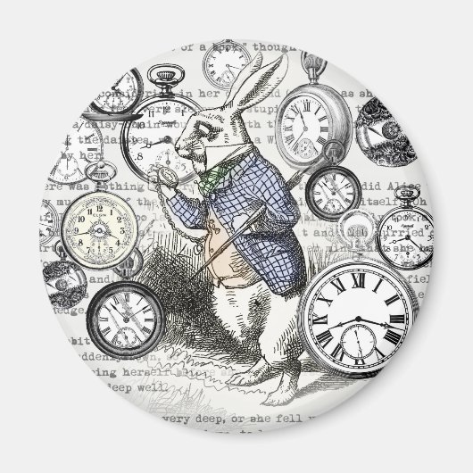 White Rabbit Alice in Wonderland Clocks Magneet (Voorkant)