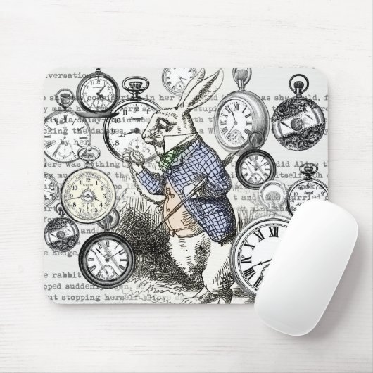 White Rabbit Alice in Wonderland Clocks Muismat (Met muis)