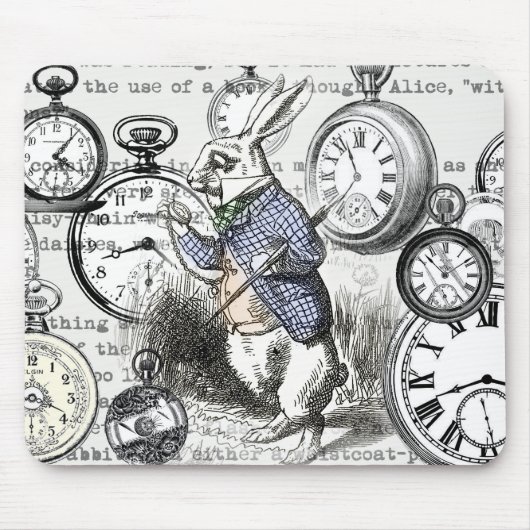 White Rabbit Alice in Wonderland Clocks Muismat (Voorkant)