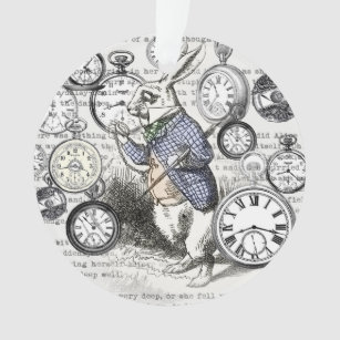 White Rabbit Alice in Wonderland Clocks Ornament