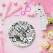 White Rabbit Alice in Wonderland Clocks Papieren Bordje (Feest)