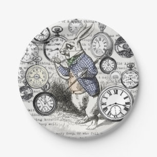 White Rabbit Alice in Wonderland Clocks Papieren Bordje