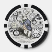 White Rabbit Alice in Wonderland Clocks Poker Chips (Voorkant)