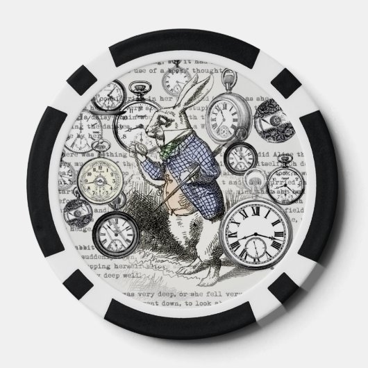 White Rabbit Alice in Wonderland Clocks Poker Chips (Achterkant)
