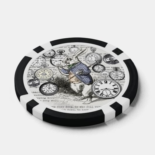 White Rabbit Alice in Wonderland Clocks Poker Chips (Enkel)