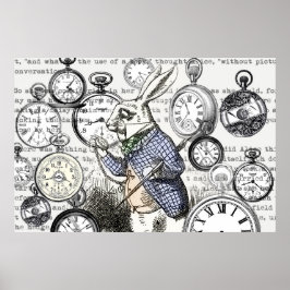 White Rabbit Alice in Wonderland Clocks Poster