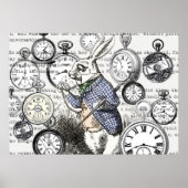 White Rabbit Alice in Wonderland Clocks Poster (Voorkant)