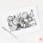 White Rabbit Alice in Wonderland Clocks Rechthoekige Sticker (Envelop)