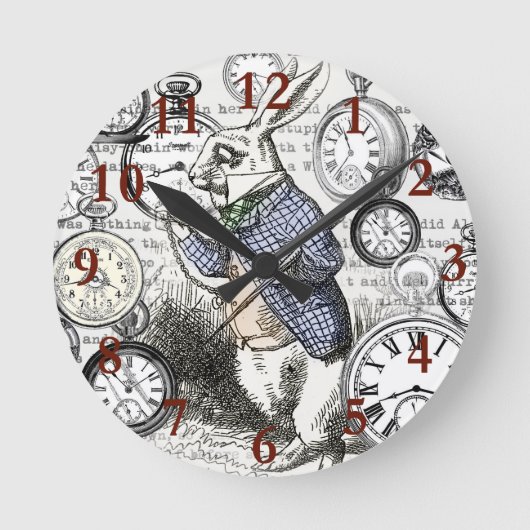 White Rabbit Alice in Wonderland Clocks Ronde Klok (Voorkant)