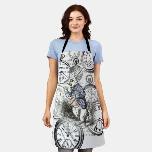 White Rabbit Alice in Wonderland Clocks Schort (Gedragen)