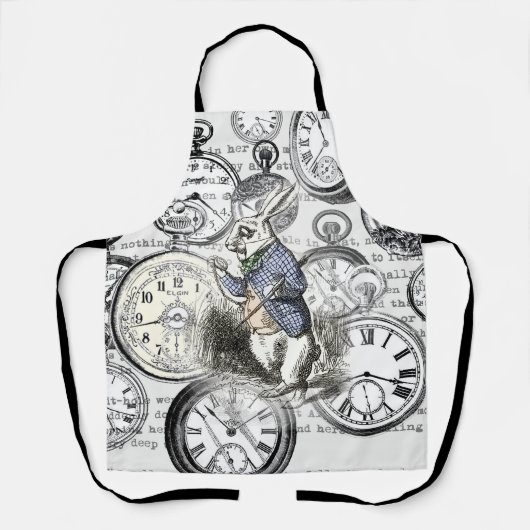 White Rabbit Alice in Wonderland Clocks Schort (Voorkant)