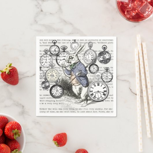 White Rabbit Alice in Wonderland Clocks Servetten (Insitu)