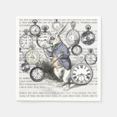 White Rabbit Alice in Wonderland Clocks Servetten (Voorkant)