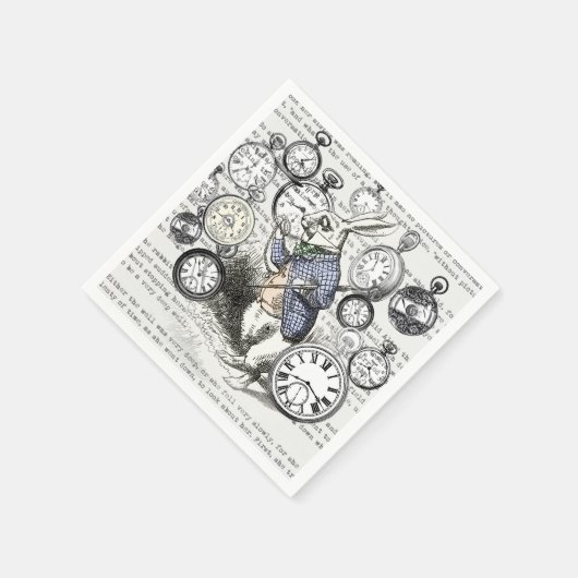 White Rabbit Alice in Wonderland Clocks Servetten (Hoek)