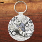 White Rabbit Alice in Wonderland Clocks Sleutelhanger (Voorkant)