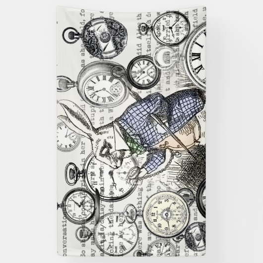 White Rabbit Alice in Wonderland Clocks Spandoek (Verticaal)