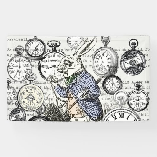 White Rabbit Alice in Wonderland Clocks Spandoek (Horizontaal)
