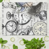 White Rabbit Alice in Wonderland Clocks Theedoek (Gevouwen)