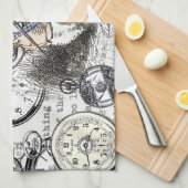 White Rabbit Alice in Wonderland Clocks Theedoek (Quarter Fold)