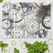 White Rabbit Alice in Wonderland Clocks Theedoek (Gevouwen)