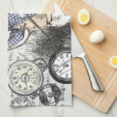 White Rabbit Alice in Wonderland Clocks Theedoek (Quarter Fold)