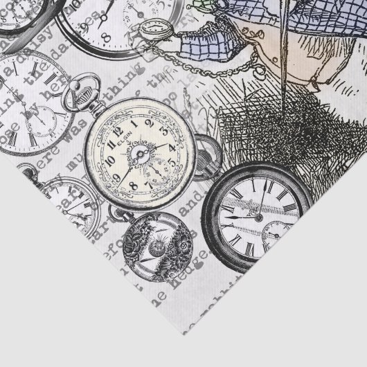 White Rabbit Alice in Wonderland Clocks Tissuepapier (Detail)