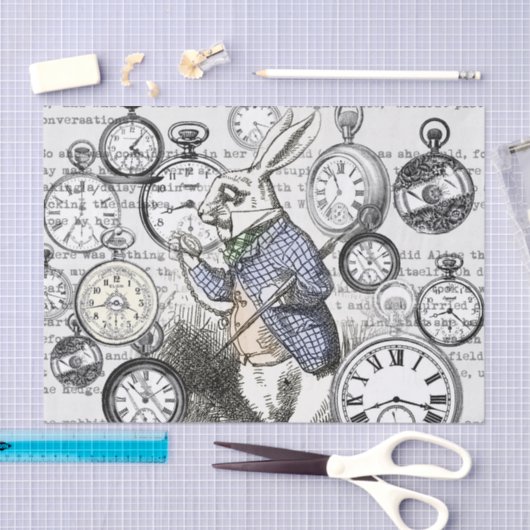 White Rabbit Alice in Wonderland Clocks Tissuepapier (Craft)