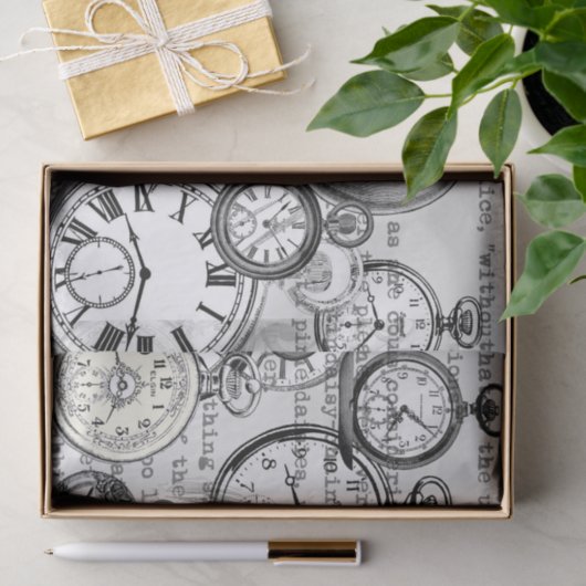 White Rabbit Alice in Wonderland Clocks Tissuepapier (Geschenk)