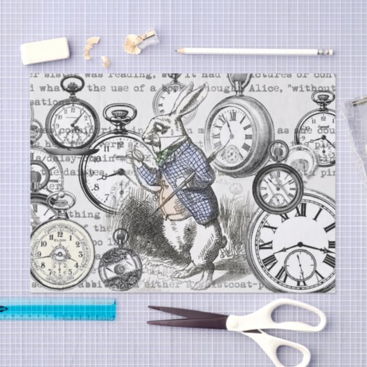 White Rabbit Alice in Wonderland Clocks Tissuepapier (Craft)