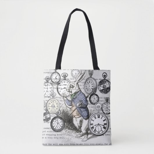 White Rabbit Alice in Wonderland Clocks Tote Bag (Voorkant)
