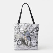 White Rabbit Alice in Wonderland Clocks Tote Bag (Achterkant)