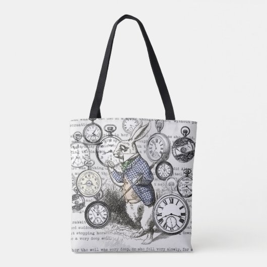 White Rabbit Alice in Wonderland Clocks Tote Bag (Achterkant)