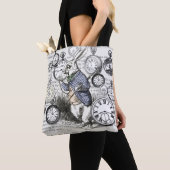 White Rabbit Alice in Wonderland Clocks Tote Bag (Dichtbij)