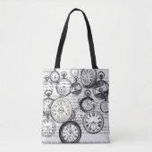 White Rabbit Alice in Wonderland Clocks Tote Bag (Voorkant)