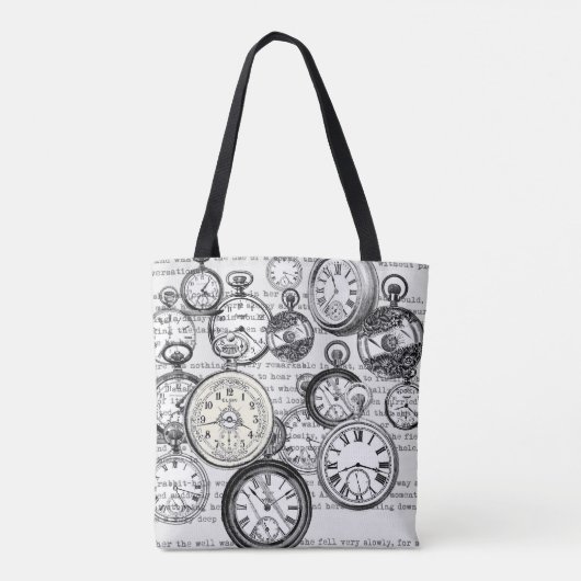 White Rabbit Alice in Wonderland Clocks Tote Bag (Achterkant)