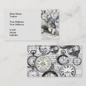 White Rabbit Alice in Wonderland Clocks Visitekaartje (Voorkant / Achterkant)
