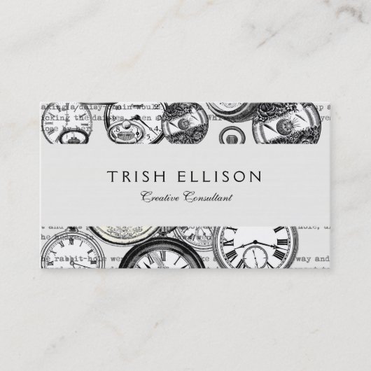 White Rabbit Alice in Wonderland Clocks Visitekaartje (Voorkant)