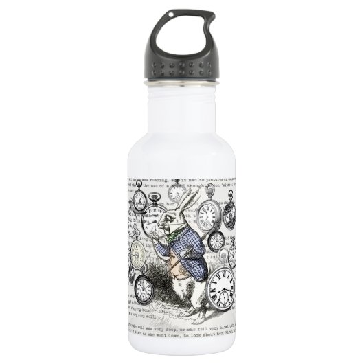 White Rabbit Alice in Wonderland Clocks Waterfles (Voorkant)