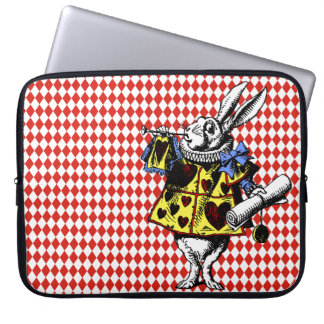 White Rabbit Alice in Wonderland Diamonds Laptop Sleeve