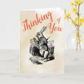 White Rabbit Alice in Wonderland die je denkt Kaart (Gele Bloem)