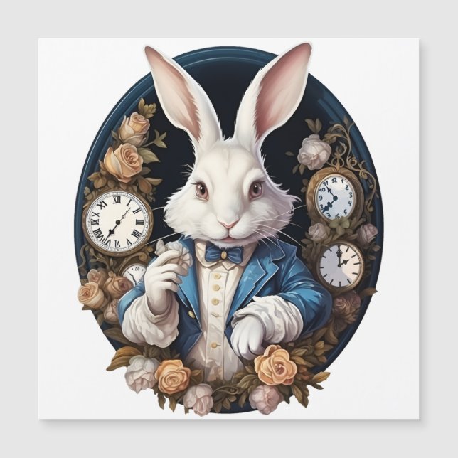 White Rabbit Alice in Wonderland Horloges en rozen (Voorkant)