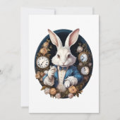 White Rabbit Alice in Wonderland Horloges en rozen Kaart (Voorkant)