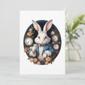 White Rabbit Alice in Wonderland Horloges en rozen Kaart (Staand voorkant)