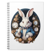 White Rabbit Alice in Wonderland Horloges en rozen Notitieboek (Voorkant)